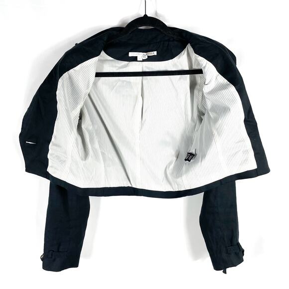 Veronica Beard Girard Cropped Blazer Black One Button Collared Linen Blend Sz 6 - Picture 12 of 13